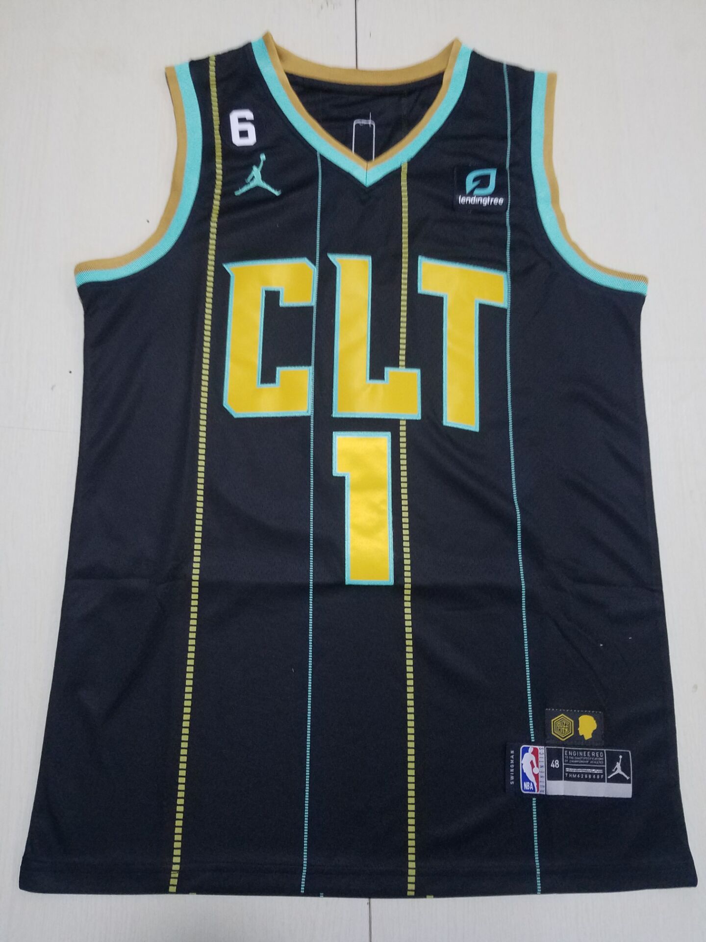Men Charlotte Hornets #1 LaMelo Ball Jordan Brand Black City Edition 2022 NBA Jersey->charlotte hornets->NBA Jersey
